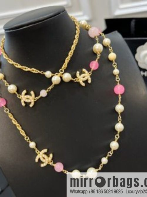 New ☑️ CHANEL Chanel Double C Color Pearl Necklace Sweater Chain