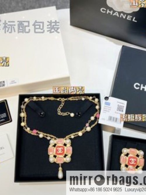 New ☑️ CHANEL Chanel double c colored pearl double necklace