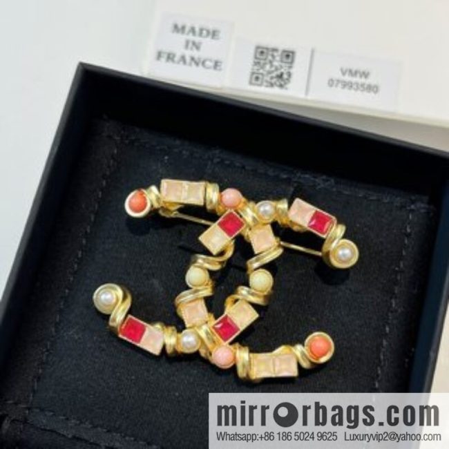 New ☑️ CHANEL Chanel double c square diamond powder pearl brooch - Image 2