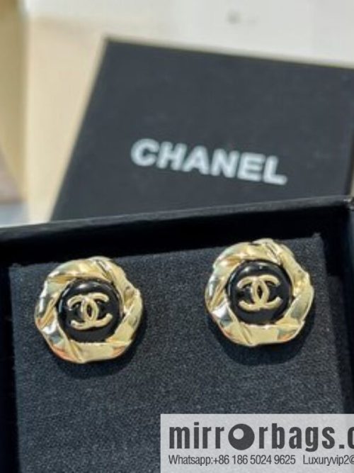 New ☑️ CHANEL Chanel double c black stud earrings