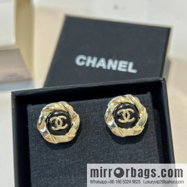 New ☑️ CHANEL Chanel double c black stud earrings