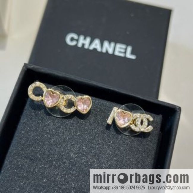 New ☑️ CHANEL Chanel c1 double c pink peach heart earrings