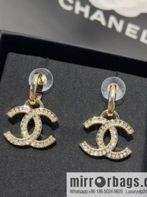 New ☑️ CHANEL Chanel double c full diamond stud earrings