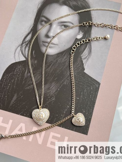 New ☑️ CHANEL Chanel double c full diamond peach heart love bracelet necklace