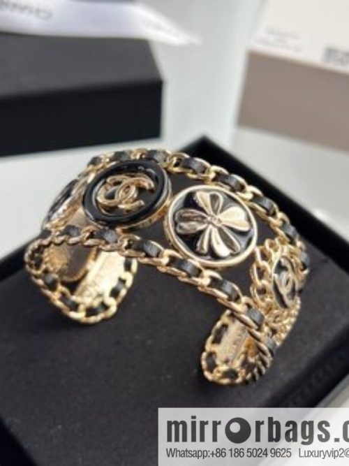 New ☑️ CHANEL Chanel double c black leather rope open bracelet