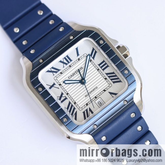 New GF Santos Tape Blue PVD Plated Bezel MIYOTA9015 Self-winding Movement - Image 5