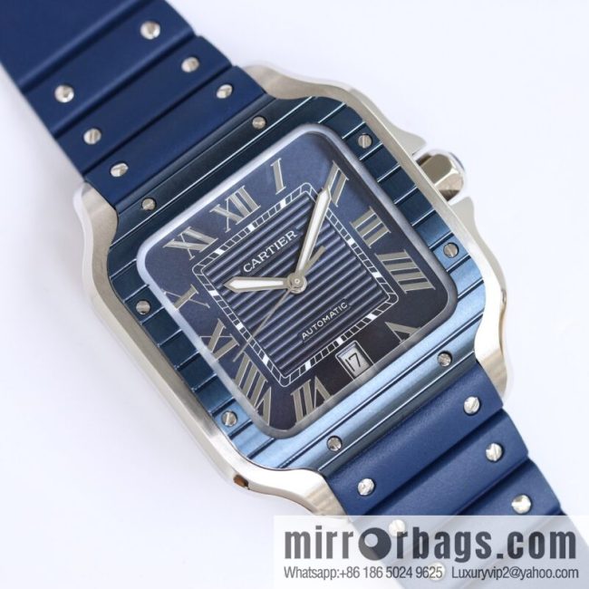 New GF Santos Tape Blue PVD Plated Bezel MIYOTA9015 Self-winding Movement - Image 4