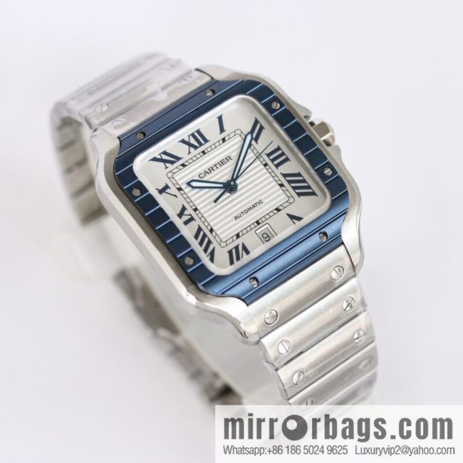 New GF Santos Tape Blue PVD Plated Bezel MIYOTA9015 Self-winding Movement - Image 3