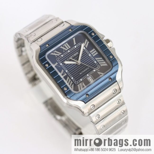 New GF Santos Tape Blue PVD Plated Bezel MIYOTA9015 Self-winding Movement - Image 2