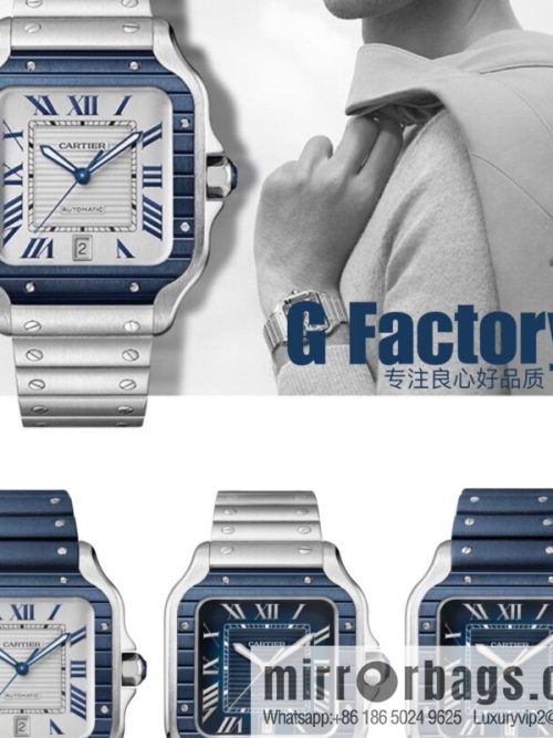 New GF Santos Tape Blue PVD Plated Bezel MIYOTA9015 Self-winding Movement