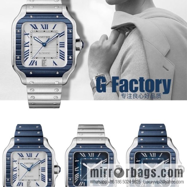 New GF Santos Tape Blue PVD Plated Bezel MIYOTA9015 Self-winding Movement