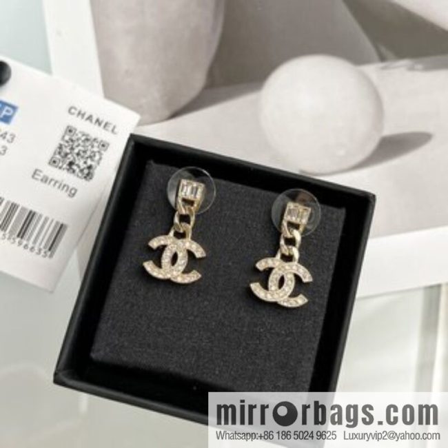 New ☑️ CHANEL Chanel C2 double c full diamond stud earrings