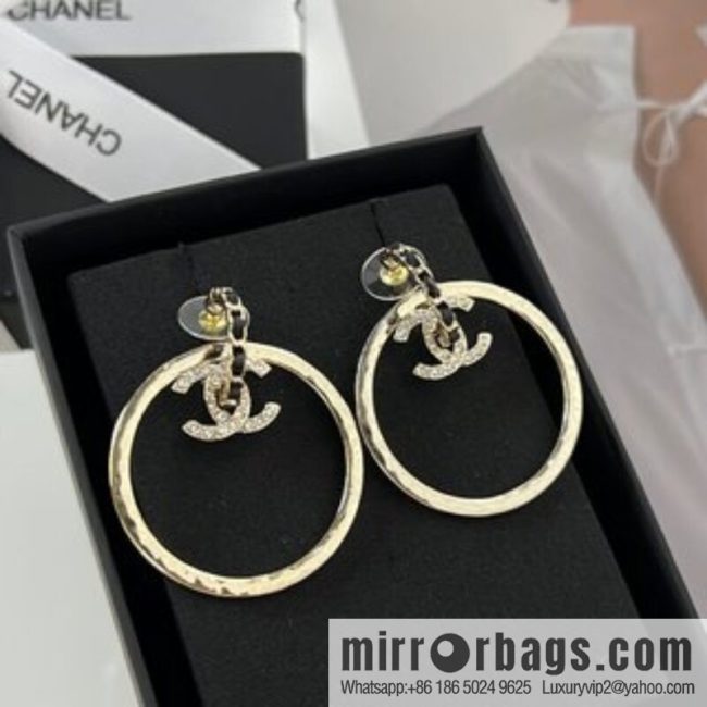 New ☑️ CHANEL Chanel C2 gold double c round stud earrings