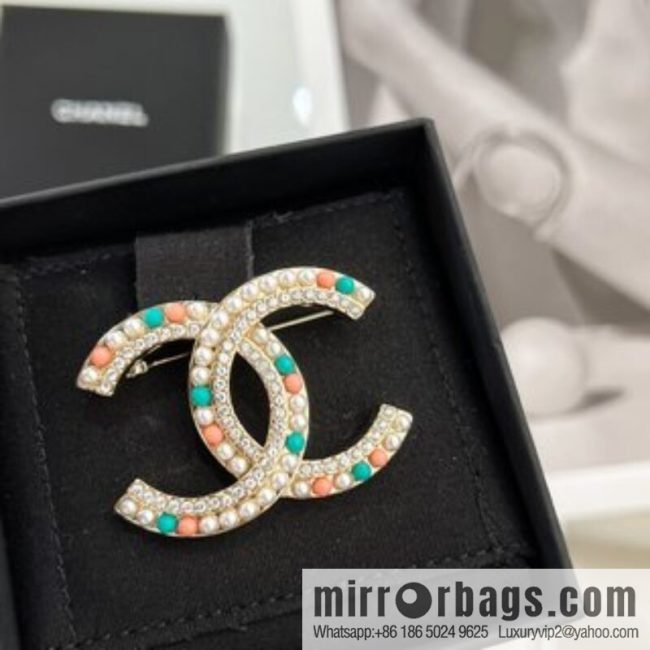 New ☑️ Chanel Chanel double c colored pearl brooch