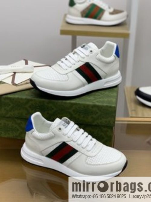 Gucci Gucci uses leather red and green webbing men\'s sports running shoes