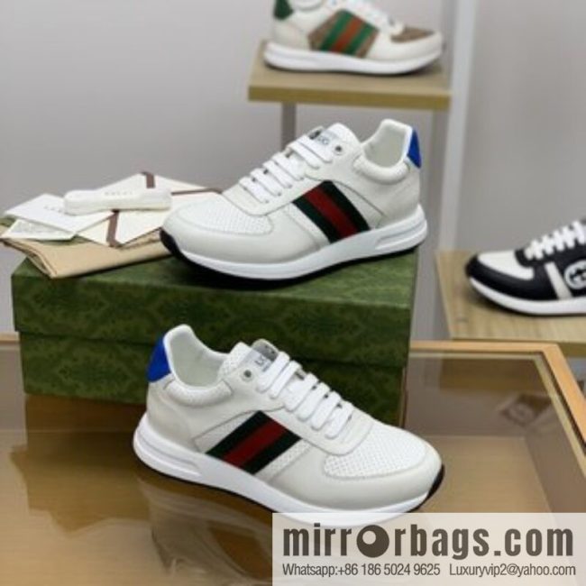 Gucci Gucci uses leather red and green webbing men\'s sports running shoes