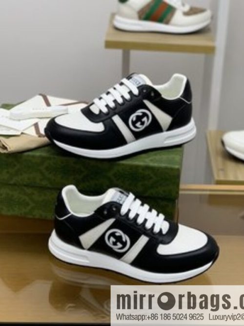 Gucci Gucci uses black and white color matching men\'s sports running shoes