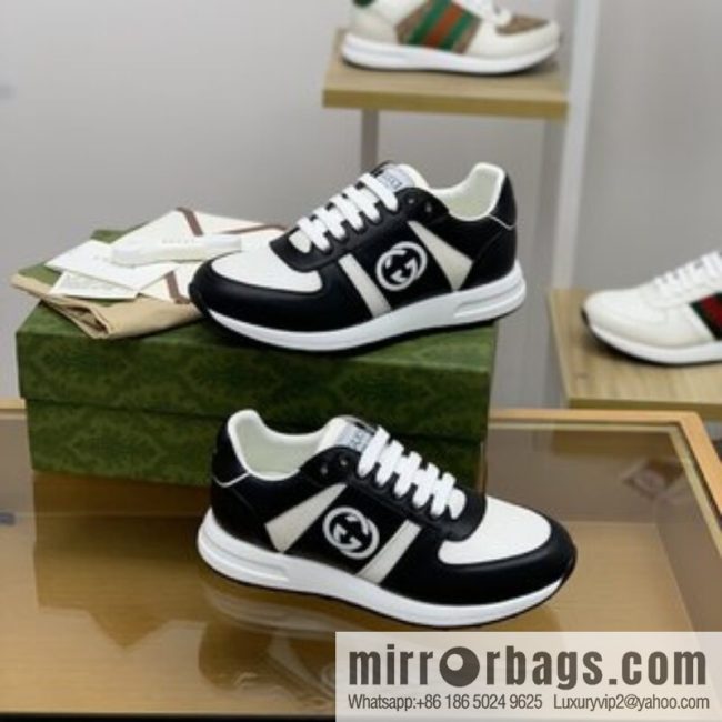 Gucci Gucci uses black and white color matching men\'s sports running shoes
