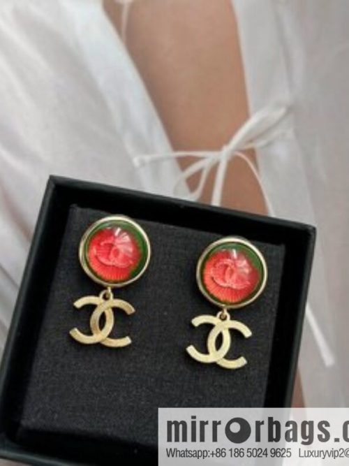 New ☑️ CHANEL Chanel c2 red cat eye double c stud earrings