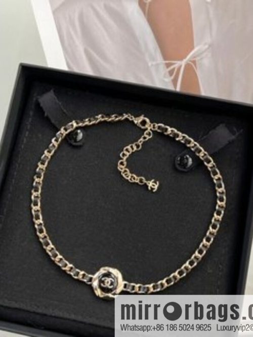 New ☑️ CHANEL Chanel double c black leather rope necklace necklace