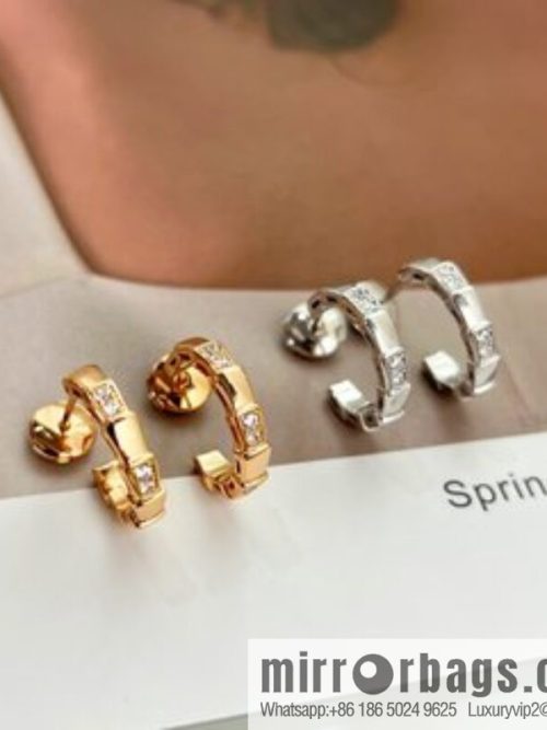 BVLGARI Bulgari SERPENTI VIPER series latest interval drill snake bone stud earrings