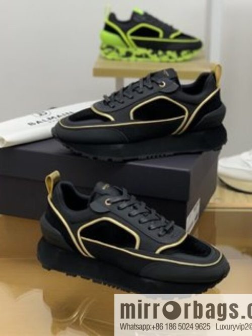 BALMA Balmain, made of calfskin polyester waterproof fabric, turned fur material, men\'s mecha style Casual Shoes
