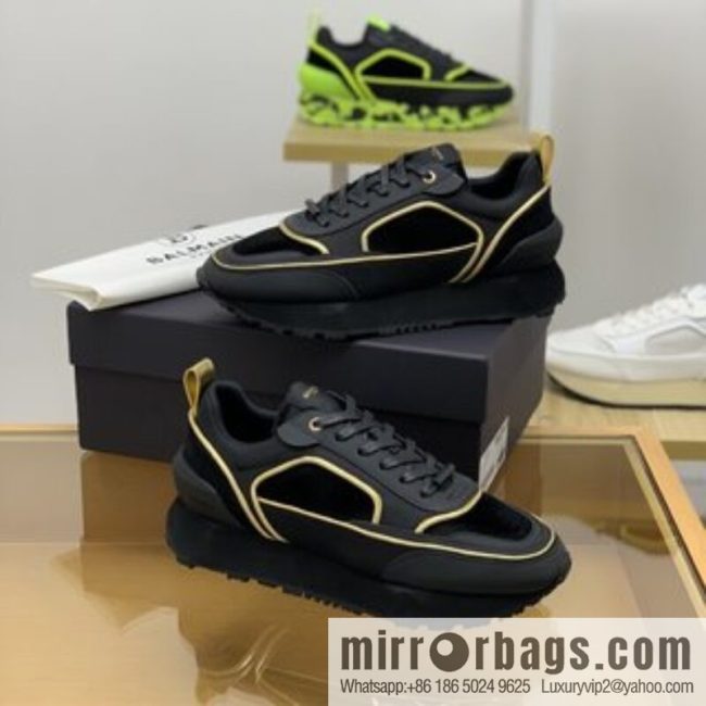 BALMA Balmain, made of calfskin polyester waterproof fabric, turned fur material, men\'s mecha style Casual Shoes