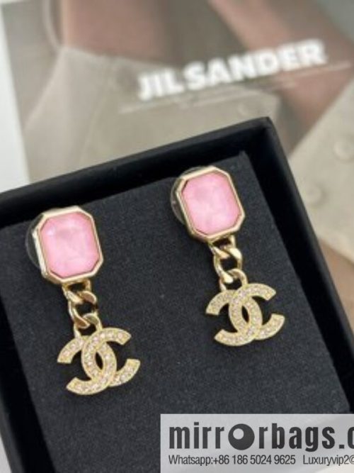 New ☑️ CHANEL Chanel c20 double c pink gemstone stud earrings