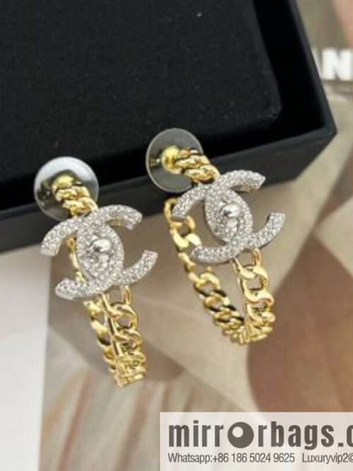 New ☑️ CHANEL Chanel double c full diamond stud earrings