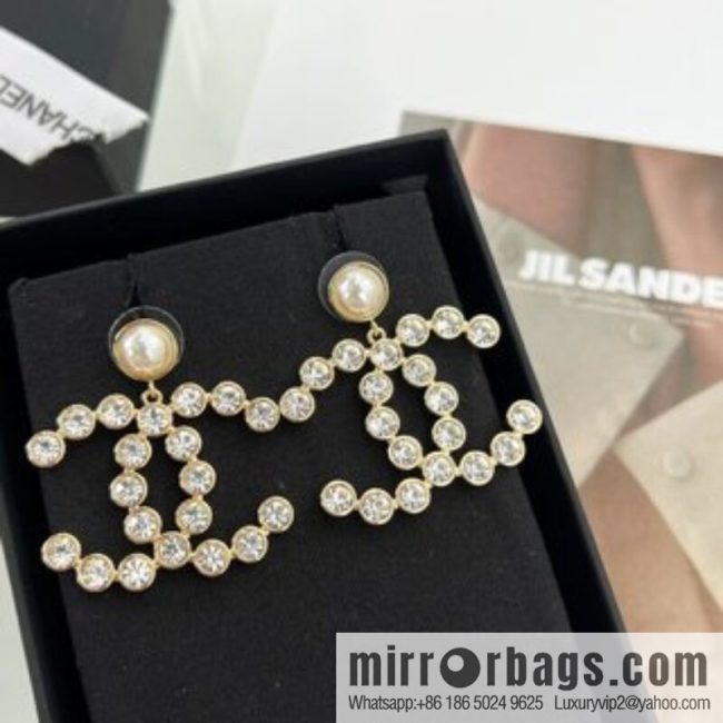 New ☑️ CHANEL Chanel c2 double c full diamond stud earrings