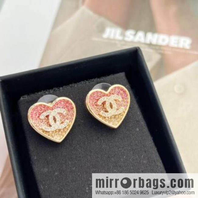 New ☑️ CHANEL Chanel c1 double c peach heart love stud earrings - Image 2