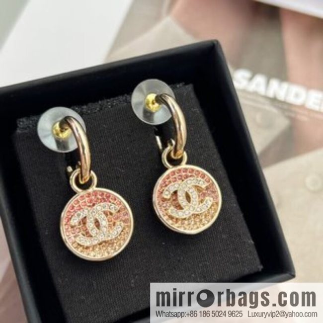 New ☑️ CHANEL Chanel c2 double c round full diamond stud earrings - Image 3