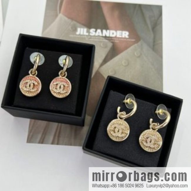 New ☑️ CHANEL Chanel c2 double c round full diamond stud earrings
