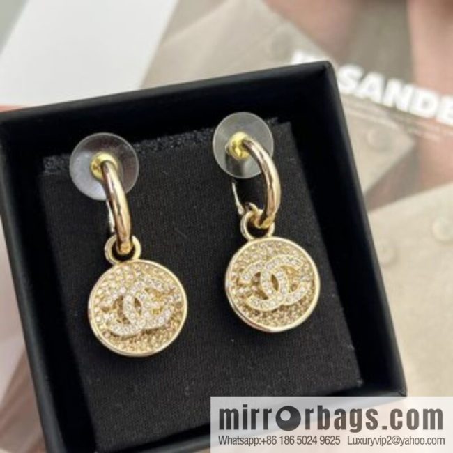 New ☑️ CHANEL Chanel c2 double c round full diamond stud earrings - Image 2
