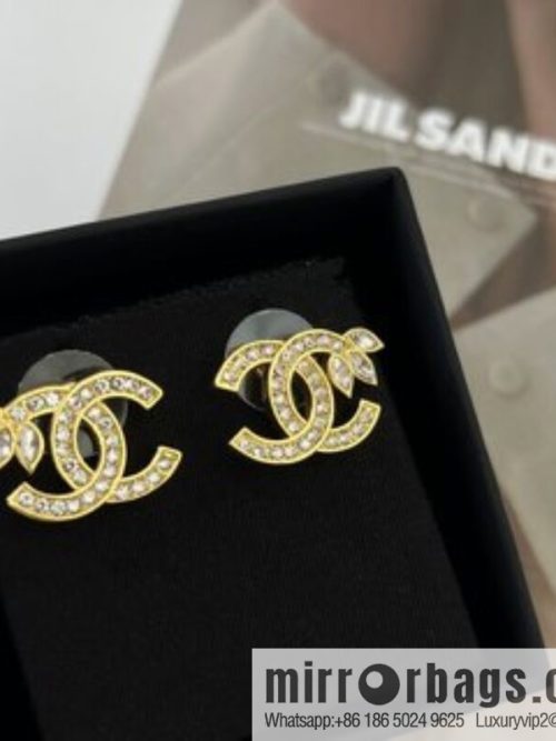 New ☑️ CHANEL Chanel gold double c wheat stud earrings
