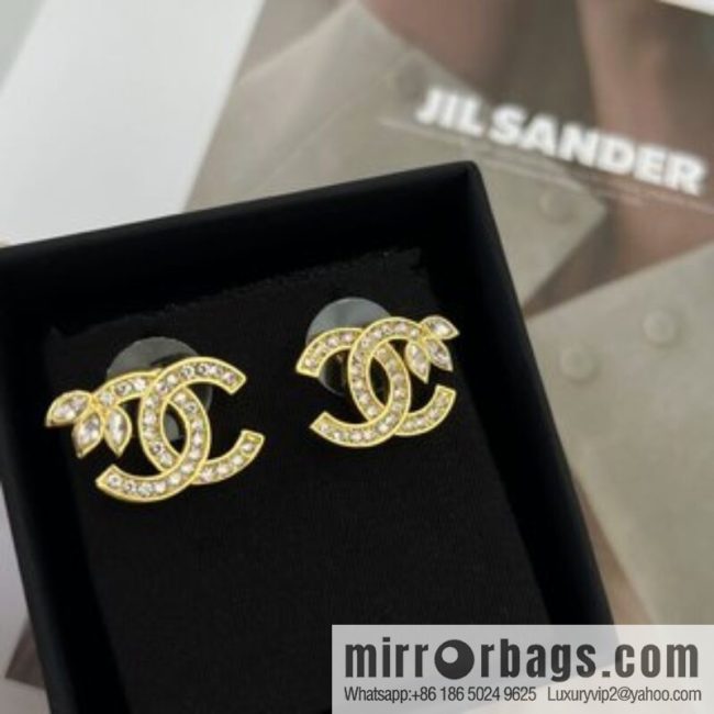 New ☑️ CHANEL Chanel gold double c wheat stud earrings