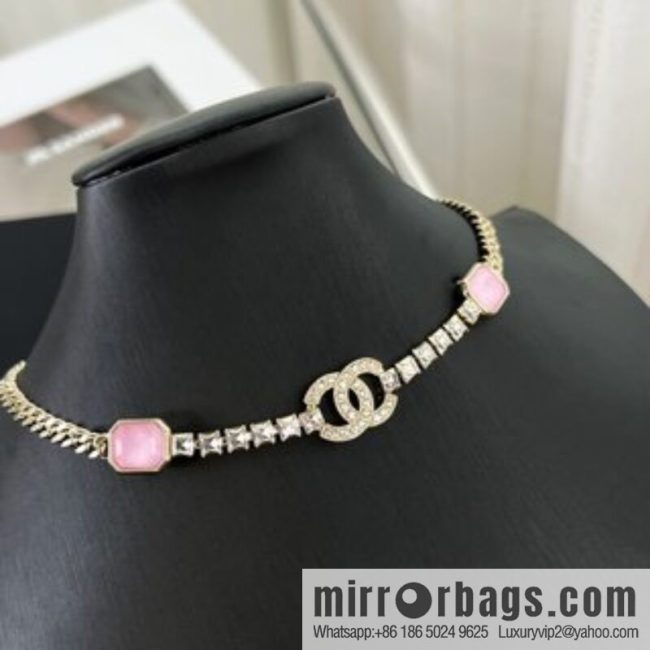 New ☑️ CHANEL Chanel double c pink diamond necklace