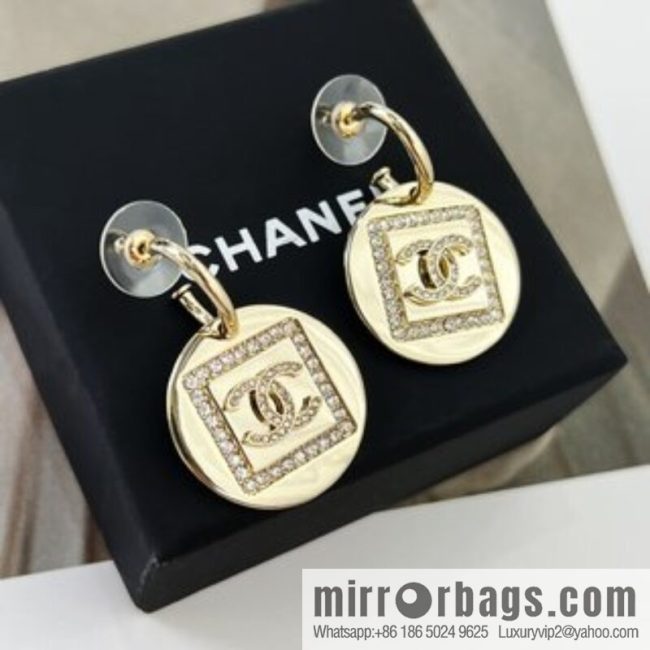 New ☑️ CHANEL Chanel c2 gold double c round stud earrings