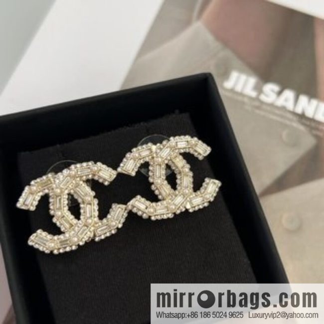 New ☑️ CHANEL Chanel c1 double c full diamond stud earrings
