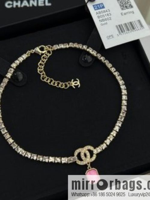 New ☑️ CHANEL Chanel double c pink gemstone full diamond necklace