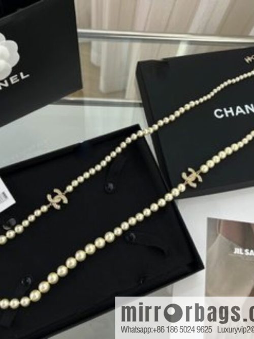 New ☑️ CHANEL Chanel double c pearl sweater chain necklace