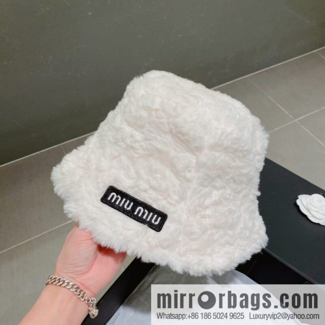 Miumiu 2022 autumn and winter new rabbit fur bucket hat