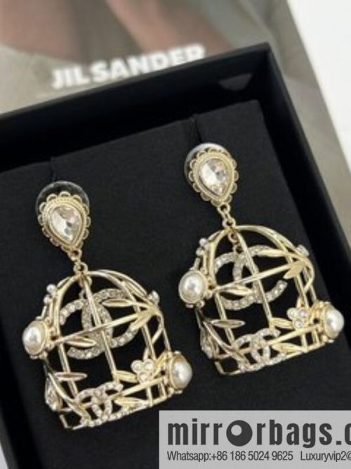 New ☑️ CHANEL Chanel double c birdcage stud earrings
