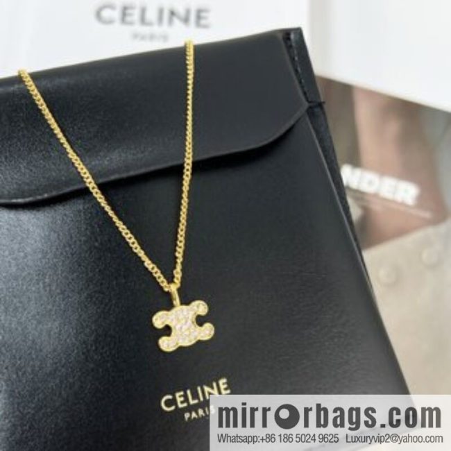 New Celine full diamond Arc de Triomphe earrings necklace - Image 2