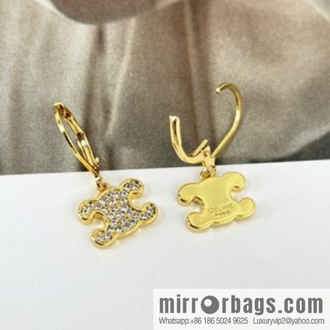 New Celine full diamond Arc de Triomphe earrings necklace - Image 3