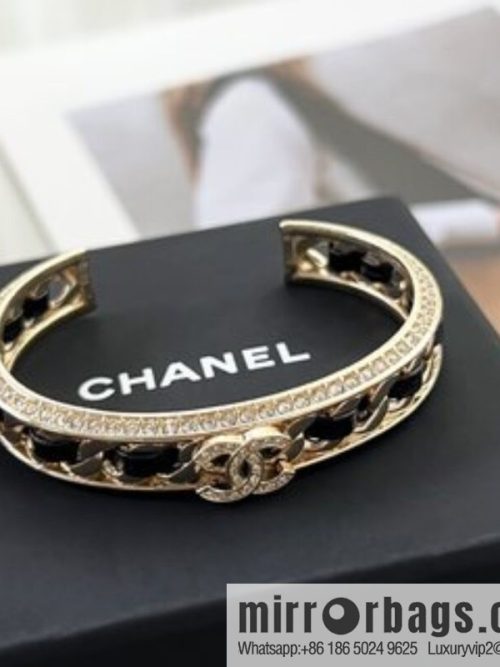 New ☑️ CHANEL Chanel double c black leather rope open bracelet