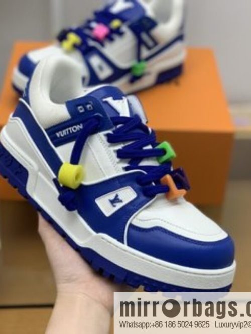 LV/Louis Vuitton features exclusive custom top calfskin donkey trainer His & Hers sports running shoes