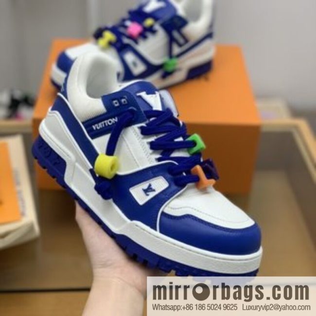 LV/Louis Vuitton features exclusive custom top calfskin donkey trainer His & Hers sports running shoes