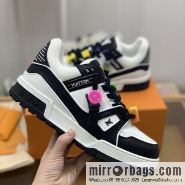 LV/Louis Vuitton features exclusive custom top calfskin donkey trainer His & Hers sports running shoes
