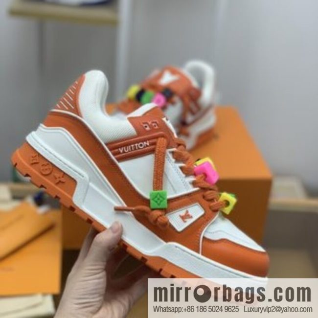 LV/Louis Vuitton features exclusive custom top calfskin donkey trainer His & Hers sports running shoes